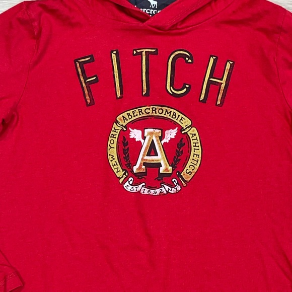 Abercrombie & Fitch Boy’s Red Long Sleeve Hoodie Shirt Size 13-14 - Picture 2 of 3